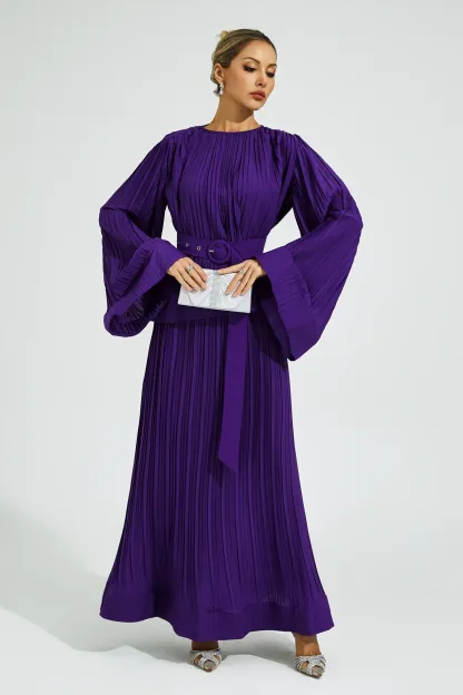 Eugen Purple Belted Ruffle Set