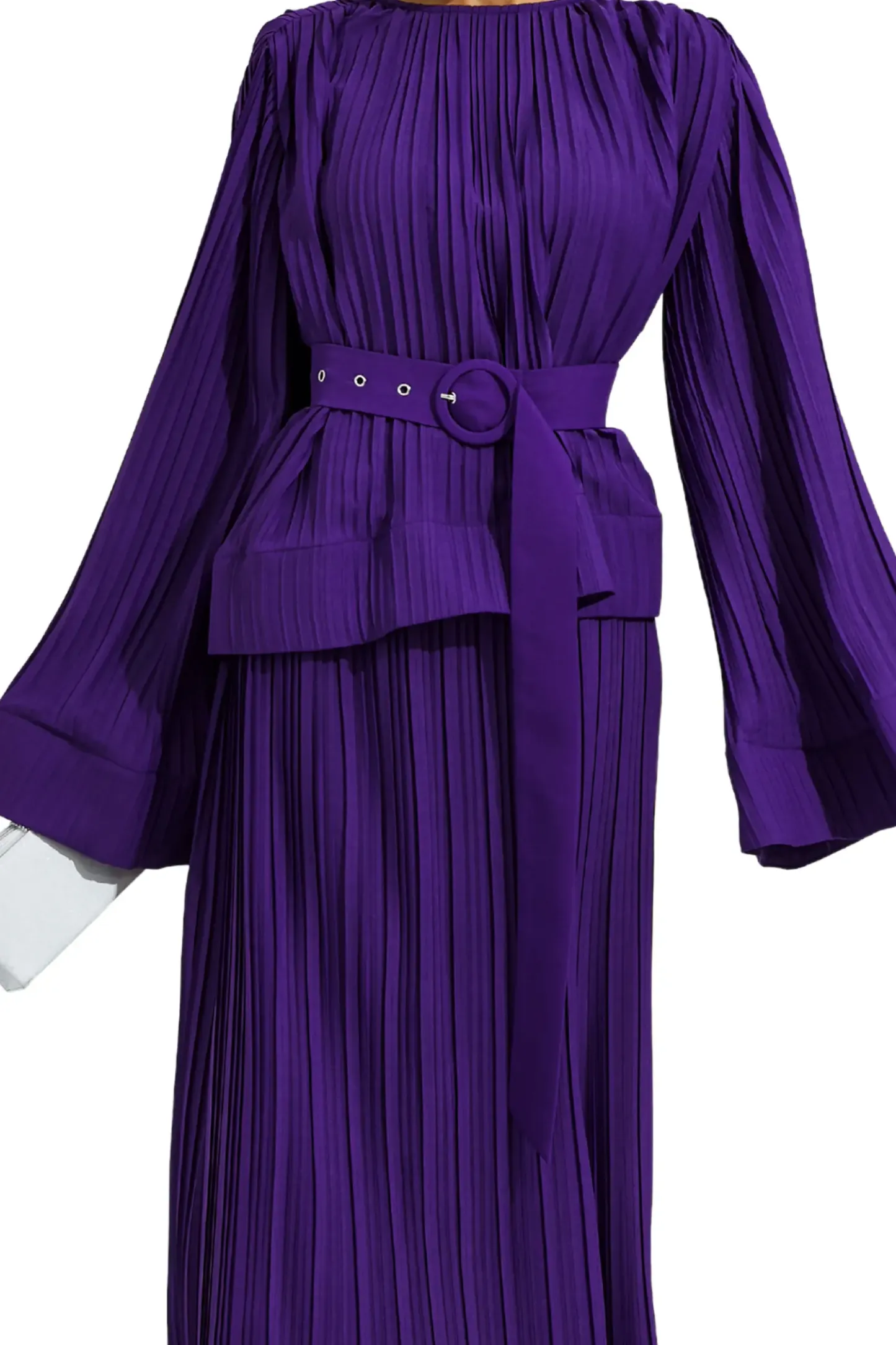 Eugen Purple Belted Ruffle Set