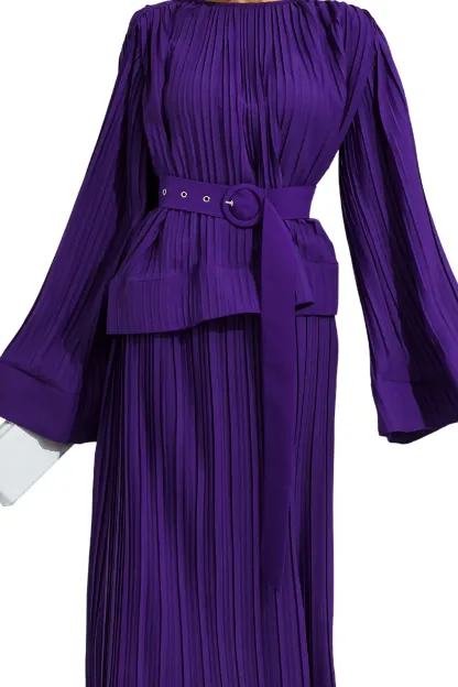Eugen Purple Belted Ruffle Set
