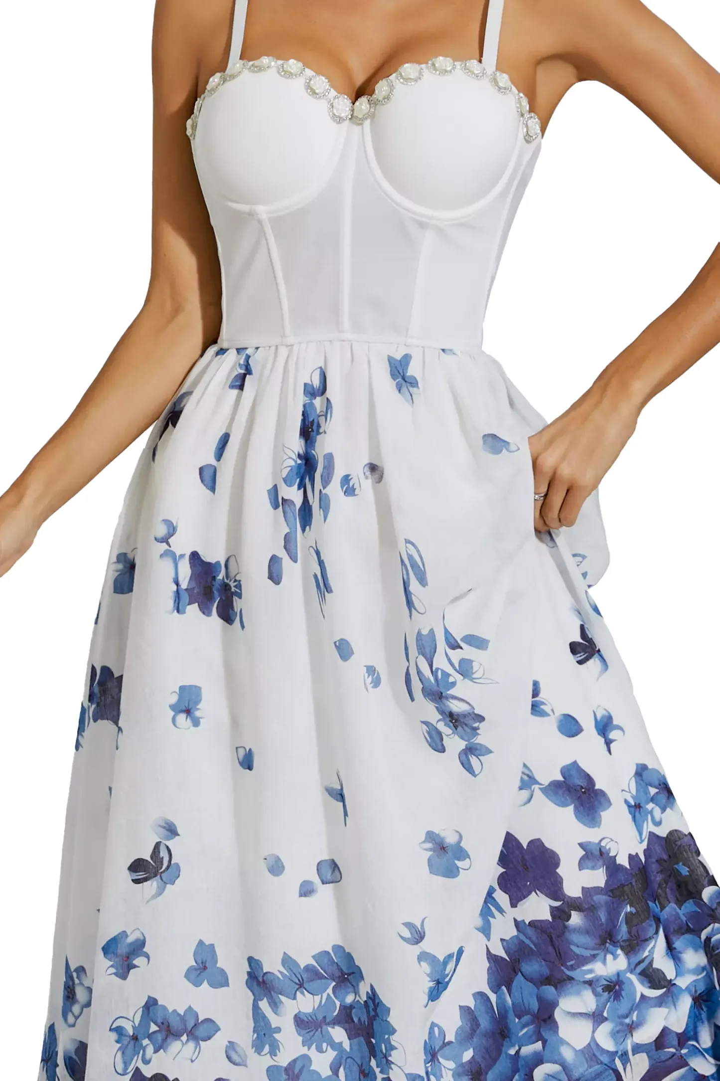 Hicks White Flower Printed Slip Dress