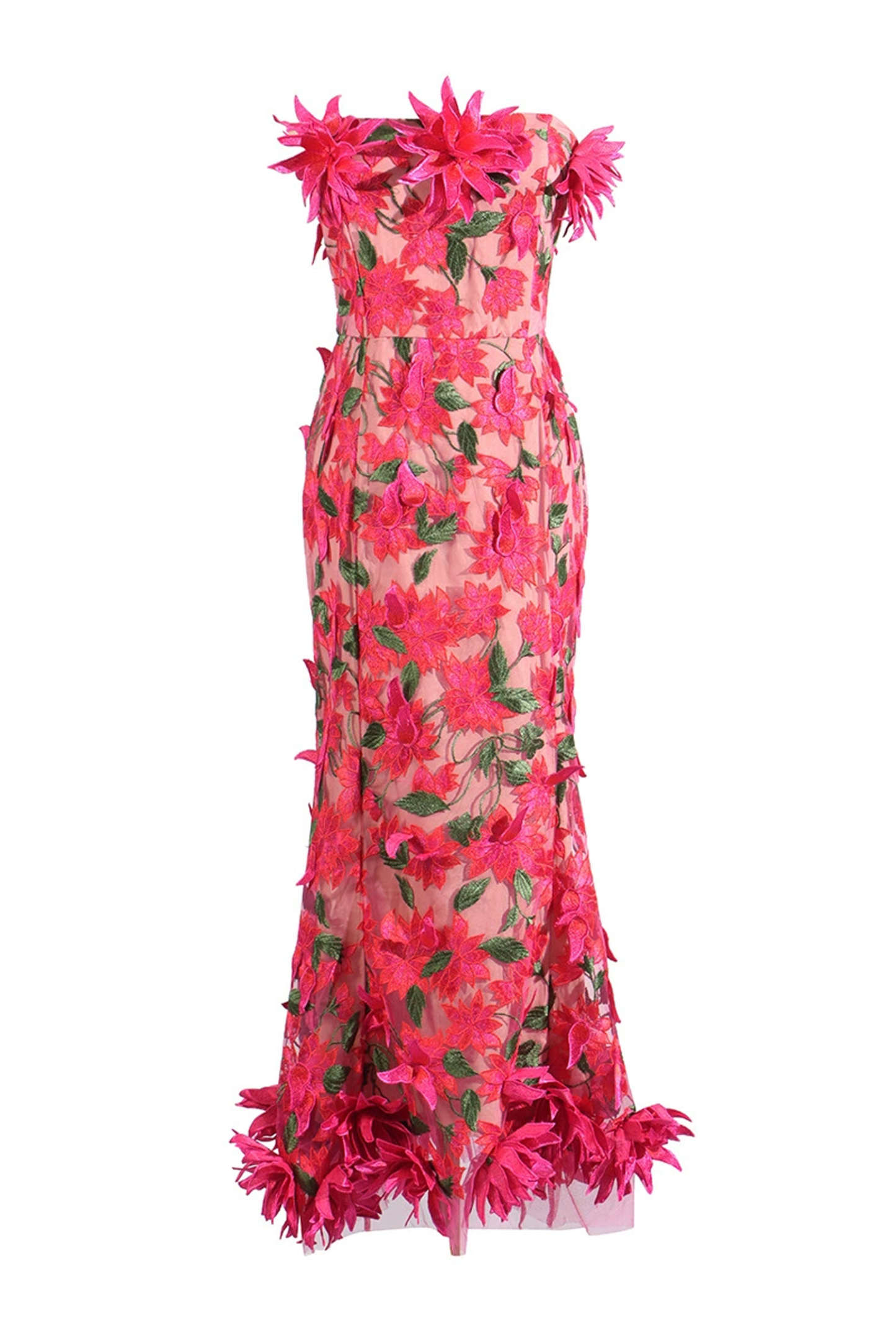 Barry Red Flower Off Shoulder Dress
