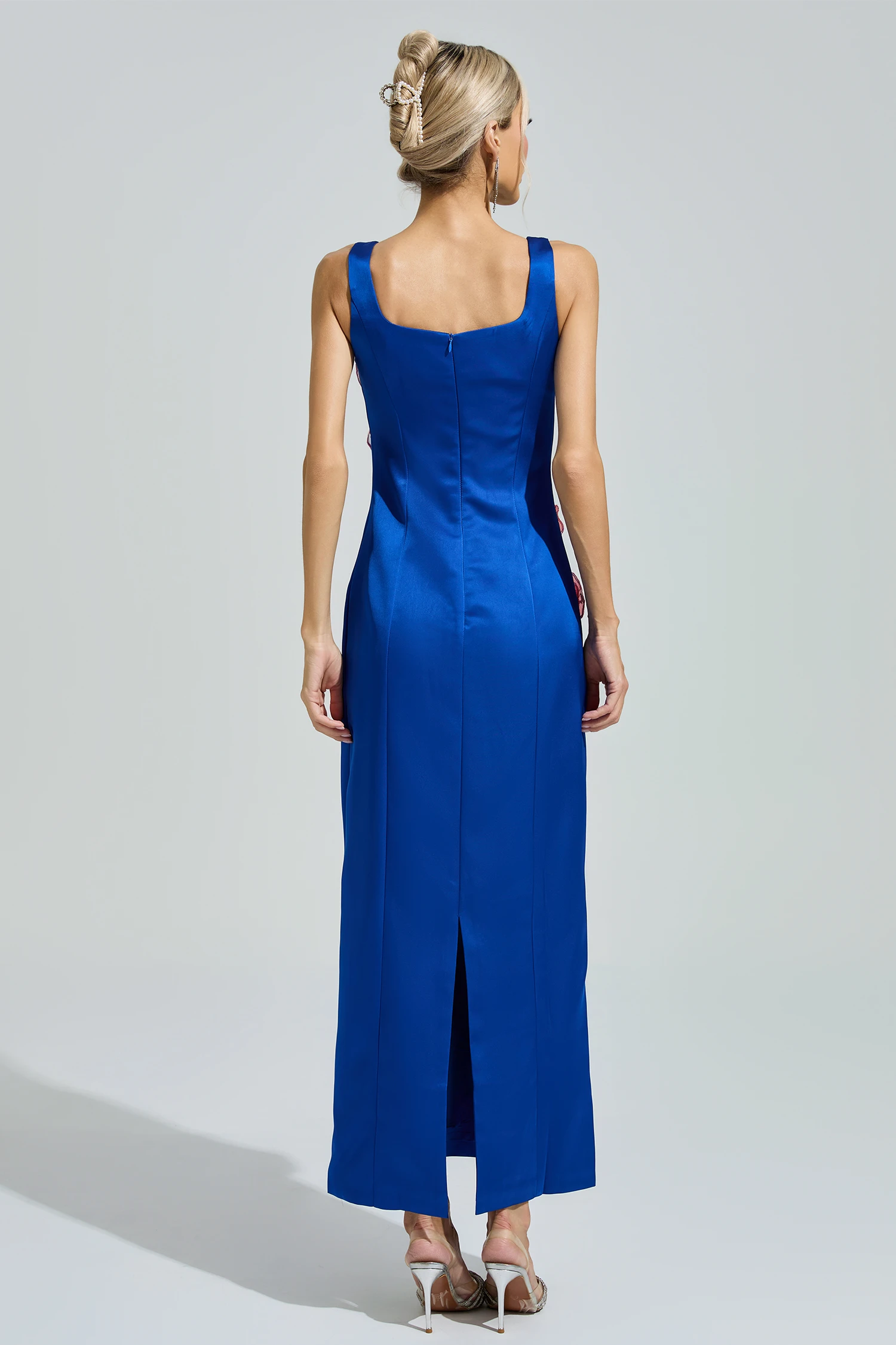 Esposito Blue Floral Embroidered Maxi Dress