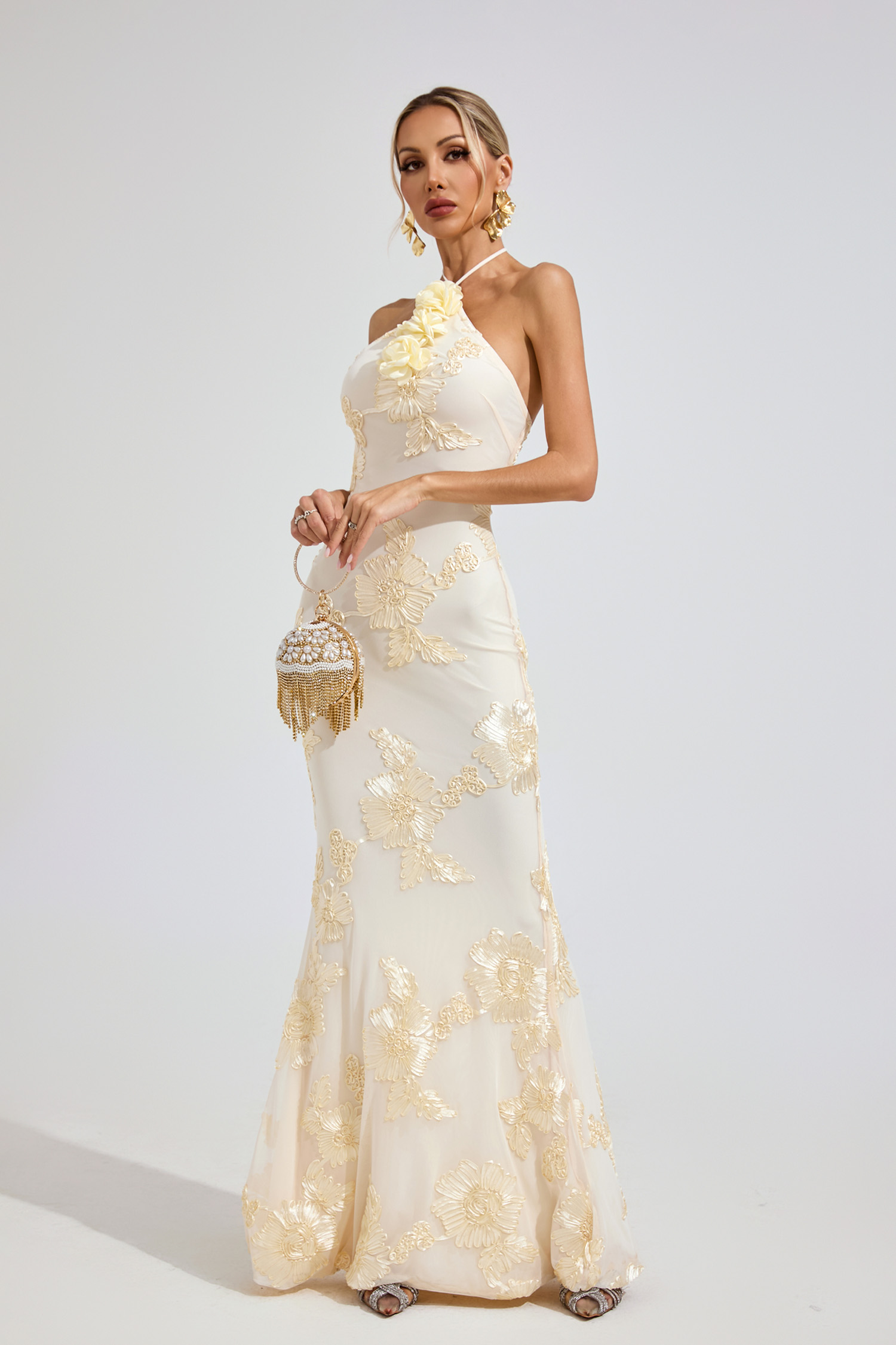 Larson Raw White STRAPLESS Maxi Dress