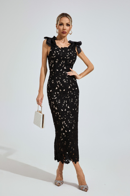 Mason Ture Black Corset Maxi Dress