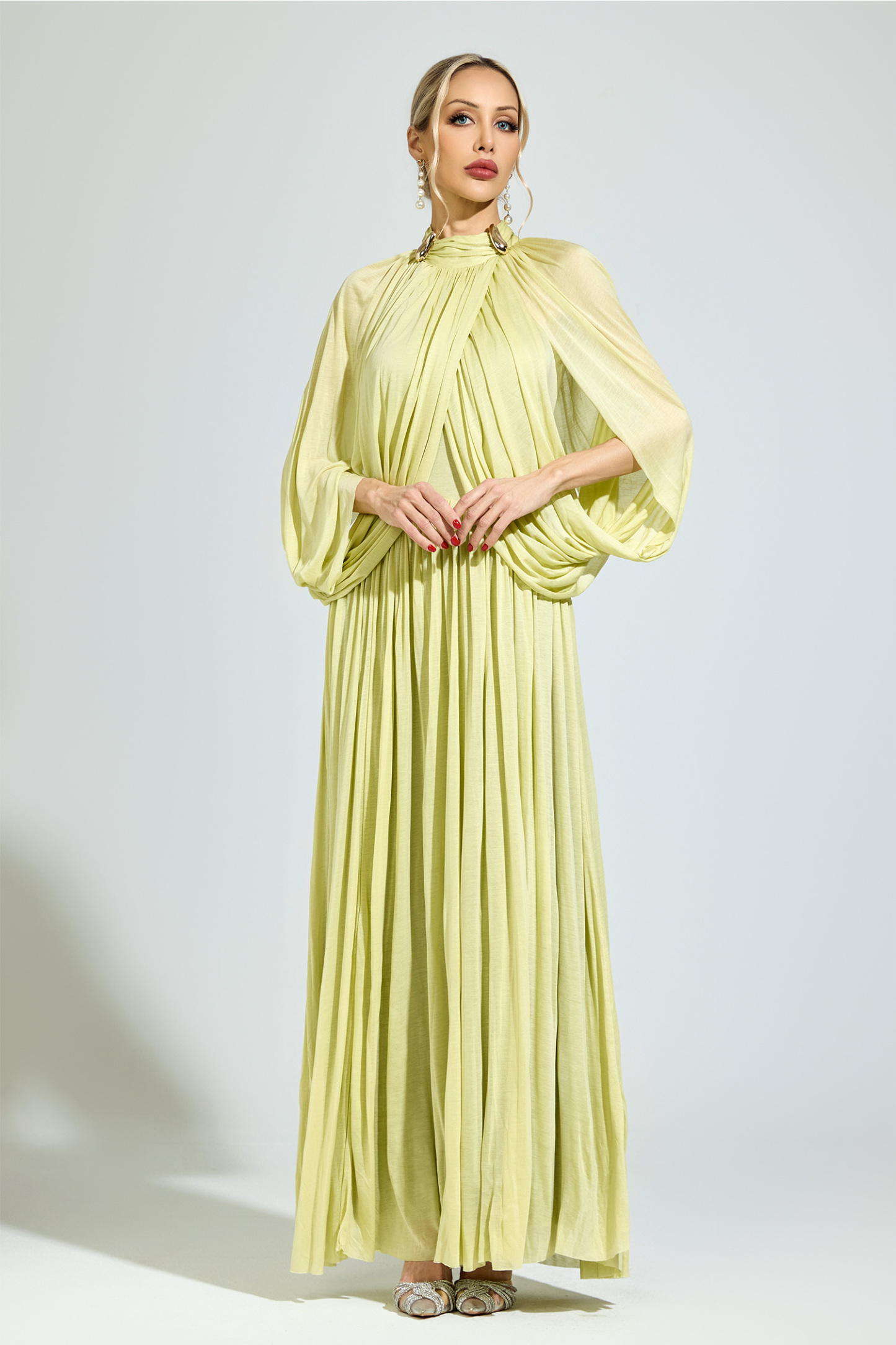 Luhmann​ Green Pleated Sweater Dress