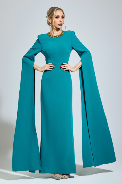Bronte Green Dragging Sleeve Maxi Dress