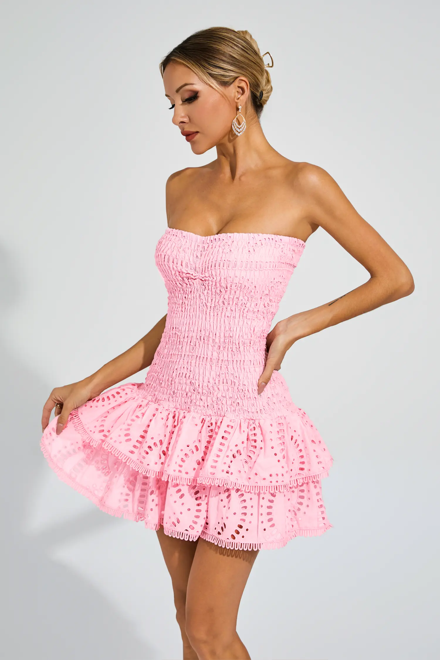 Bert Pink Ruffle Mini Dress