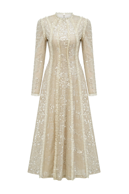 Maud Apricot Sequin Maxi Dress