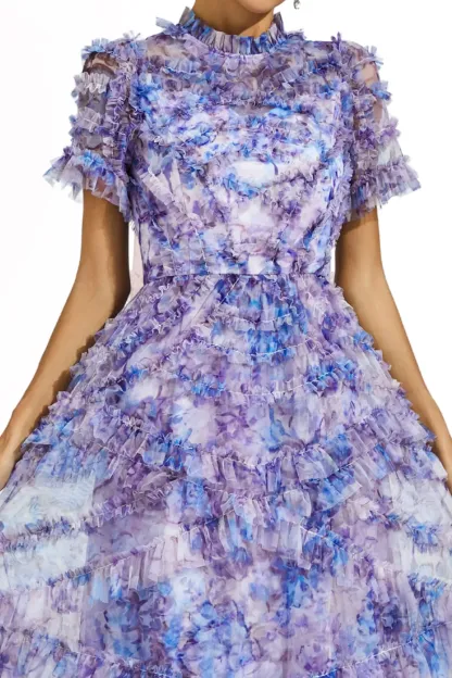 Malan Purple Floral Midi Dress