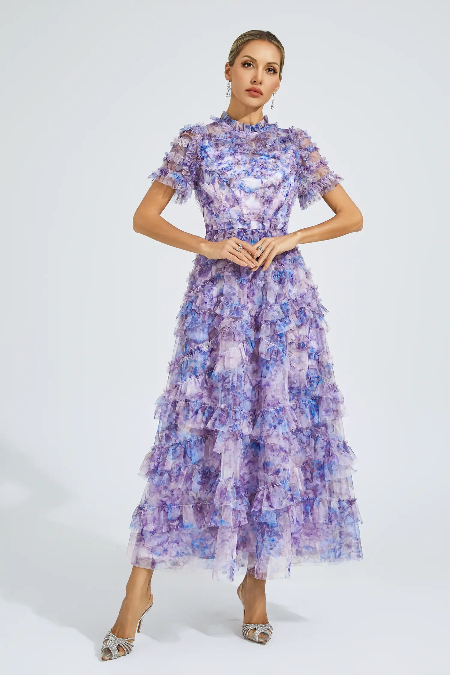 Malan Purple Floral Midi Dress
