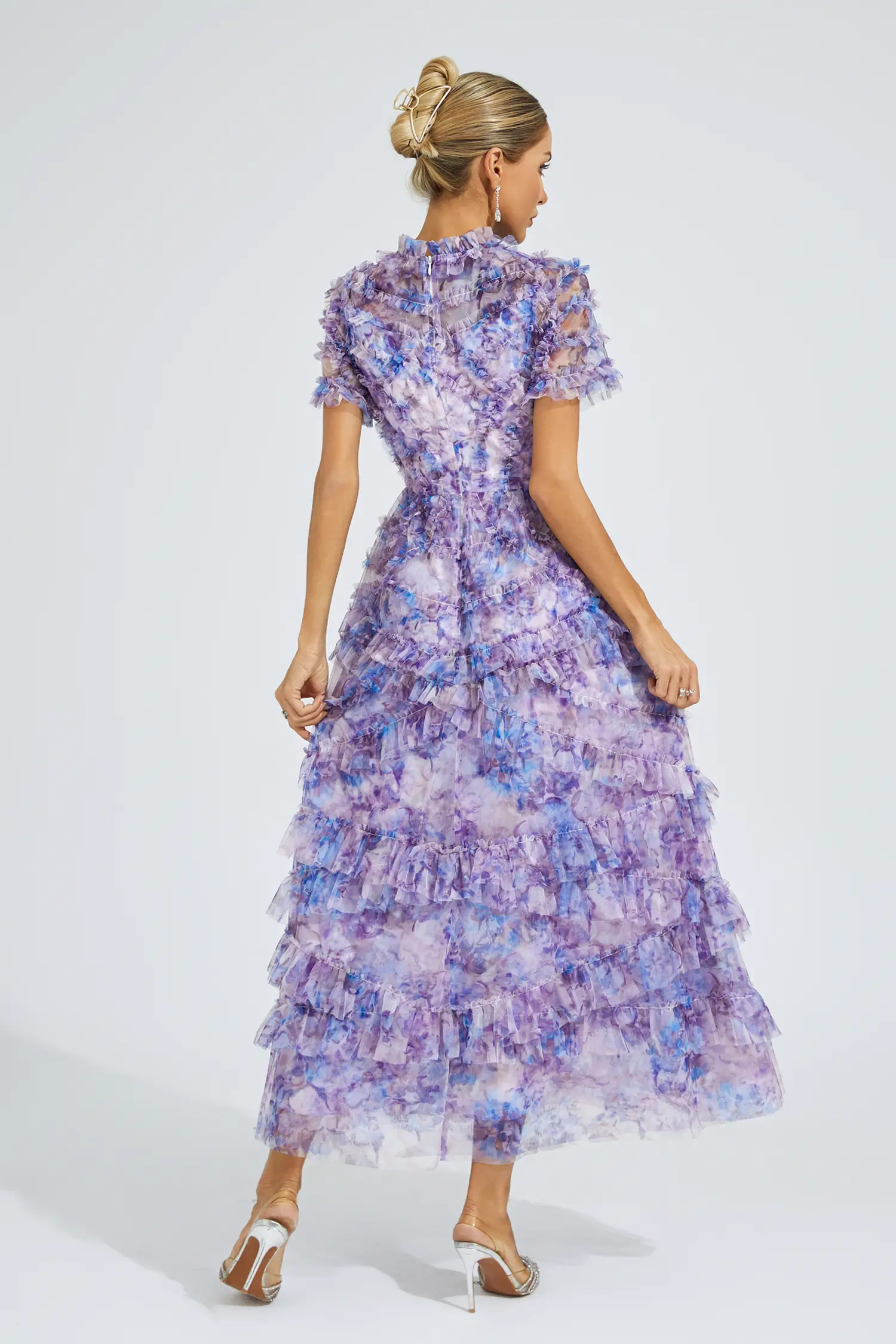 Malan Purple Floral Midi Dress