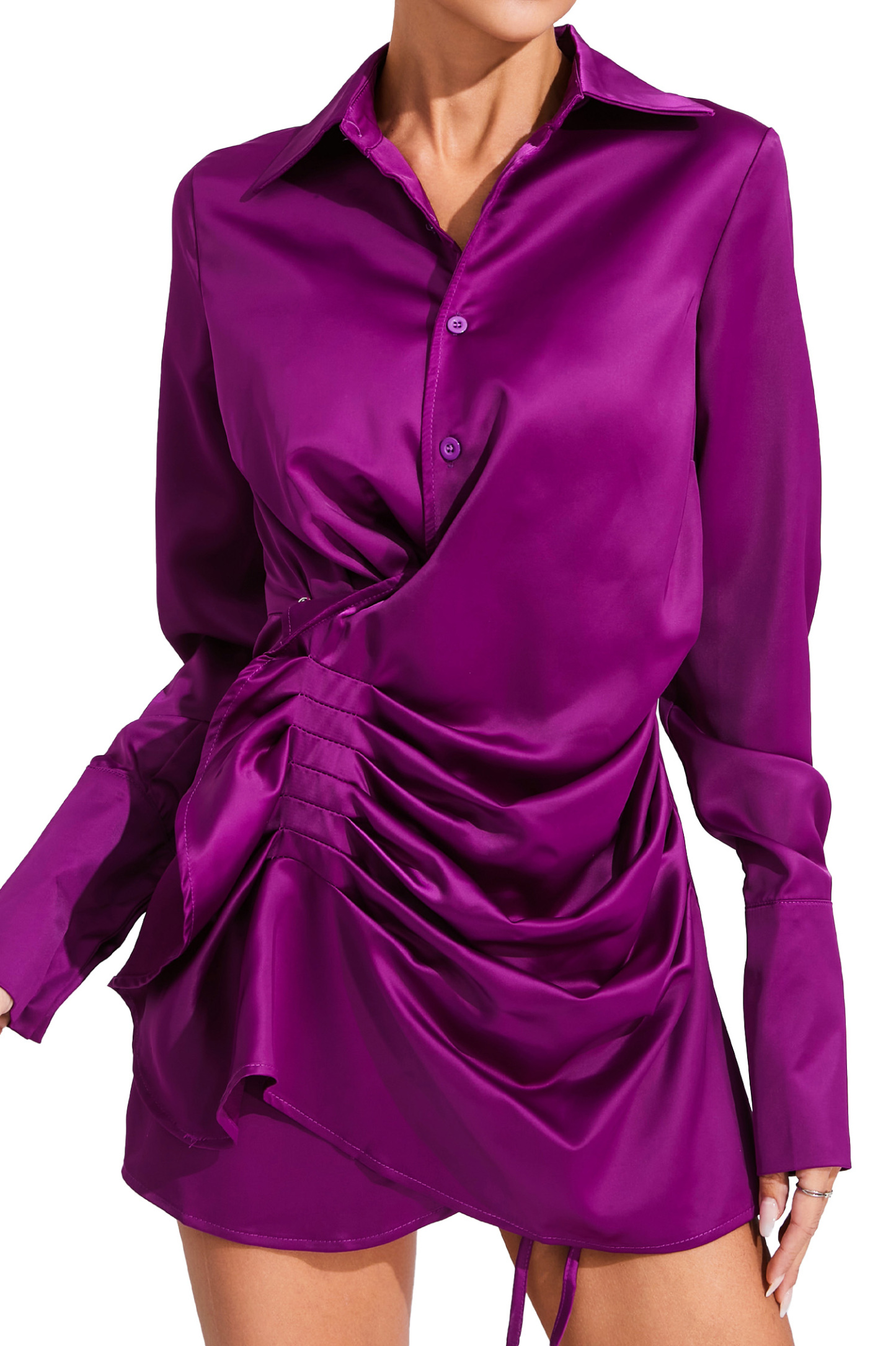 Truda Purple Long Sleeve Mini Dress