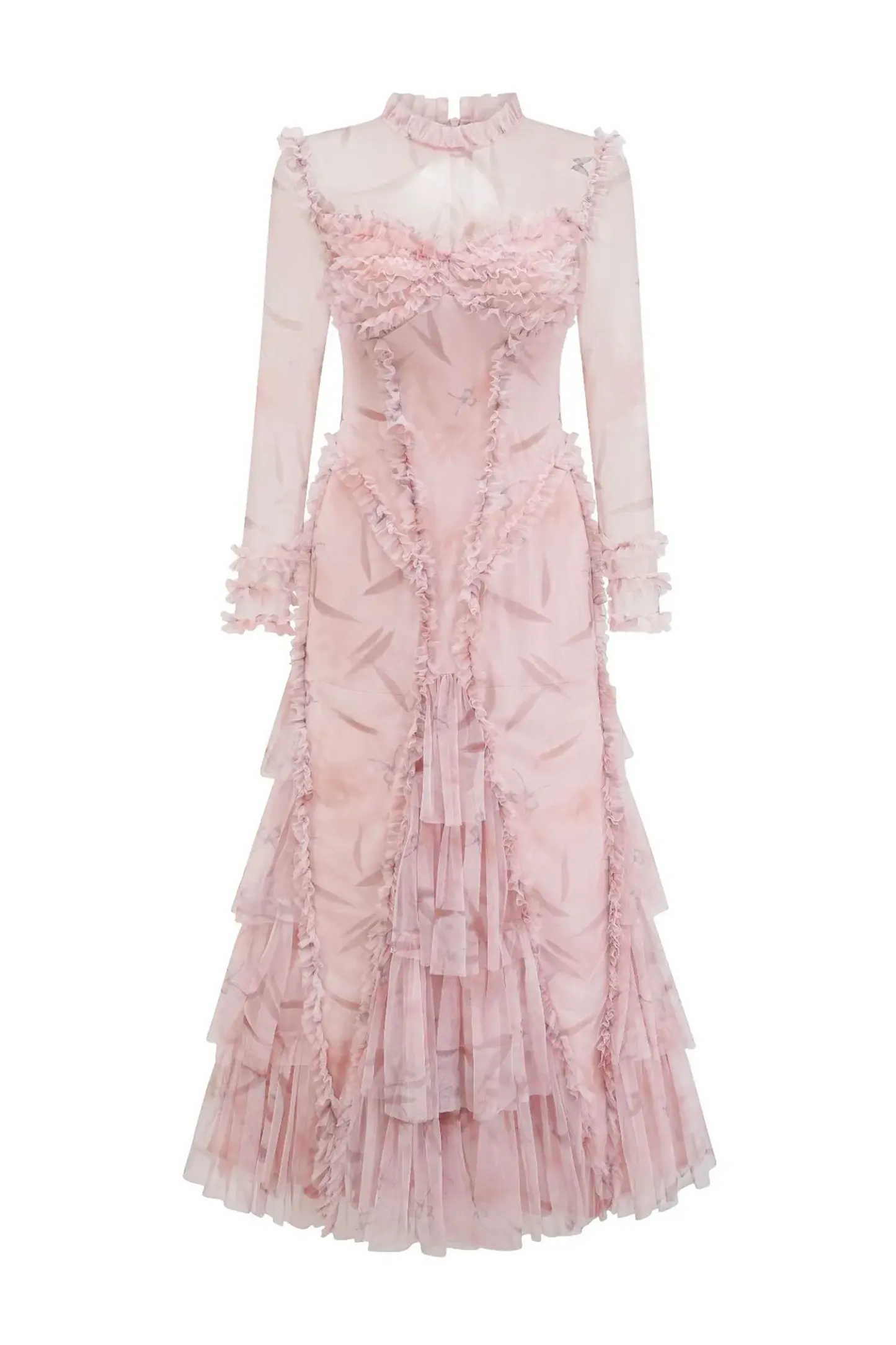 Deirdre Pink Mesh Ruched Maxi Dress