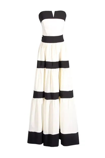 Dean White Striped Bowknot Maxi Dress