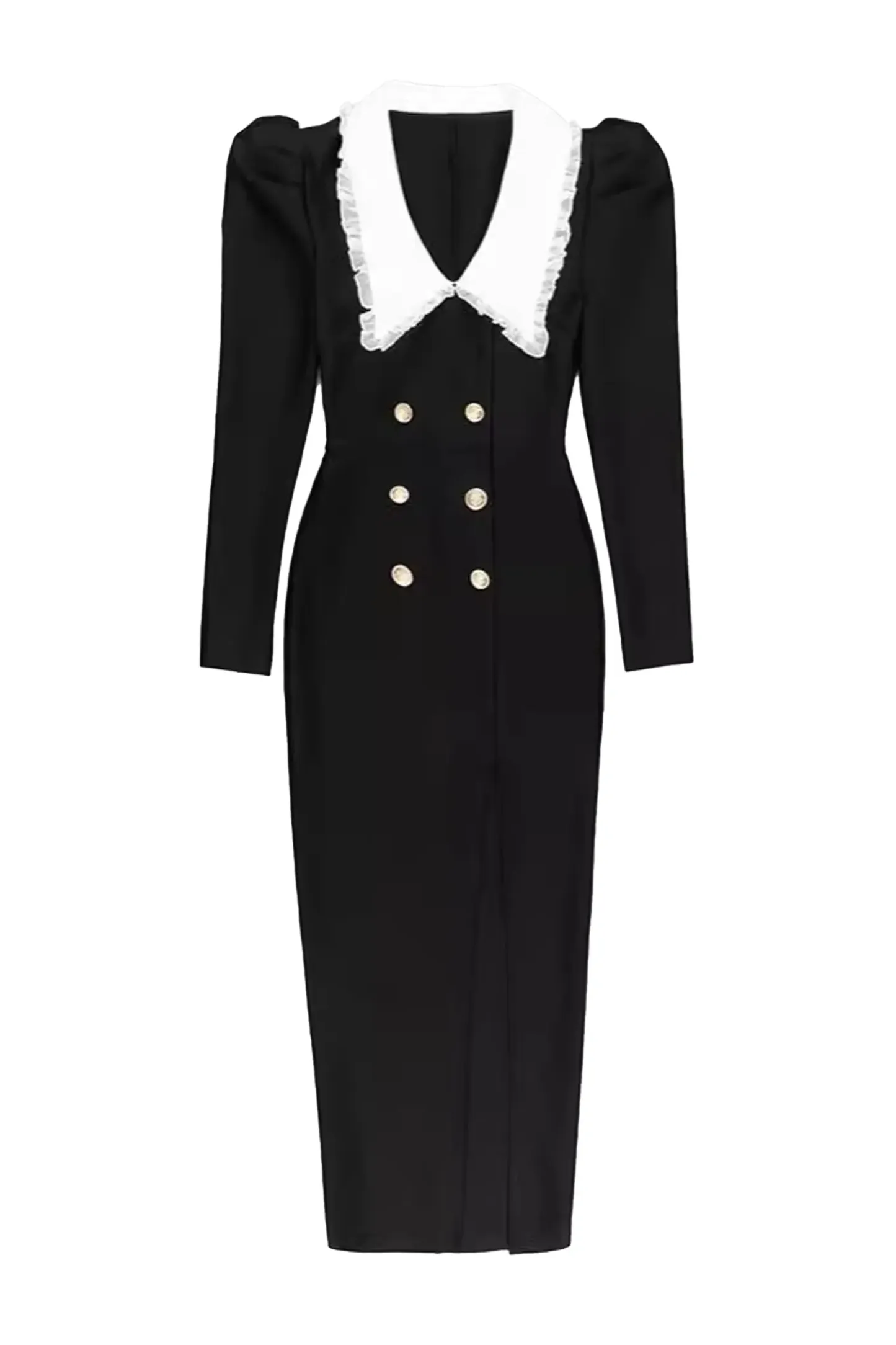 Uriah Black Slit Long Sleeves Bandage Dress