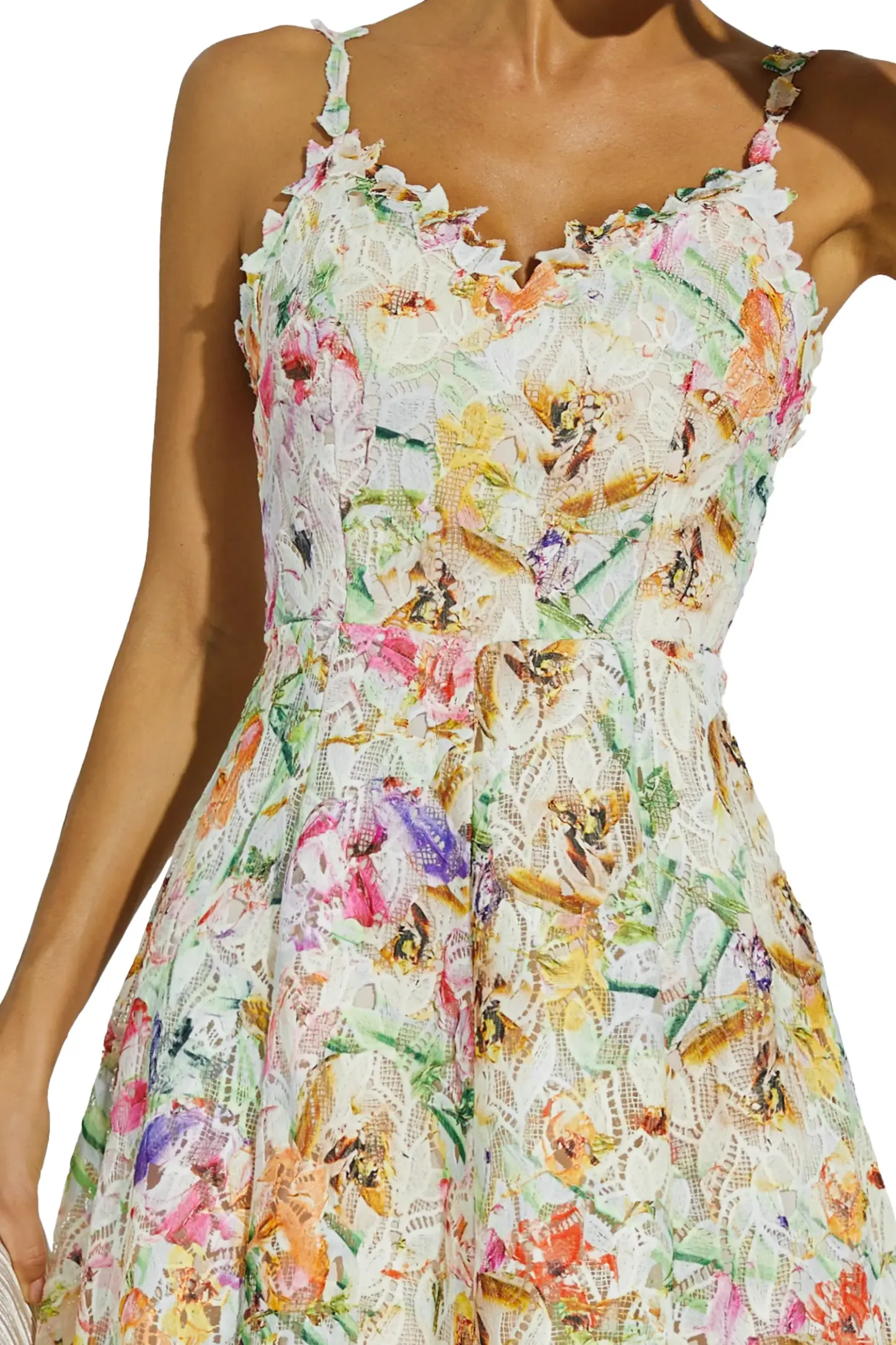 Dulles Floral Embroider Midi Dress