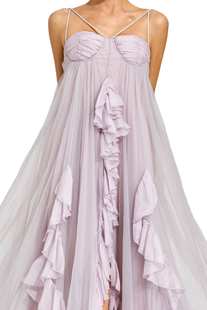 Yerkes Purple Slit Mesh Dress