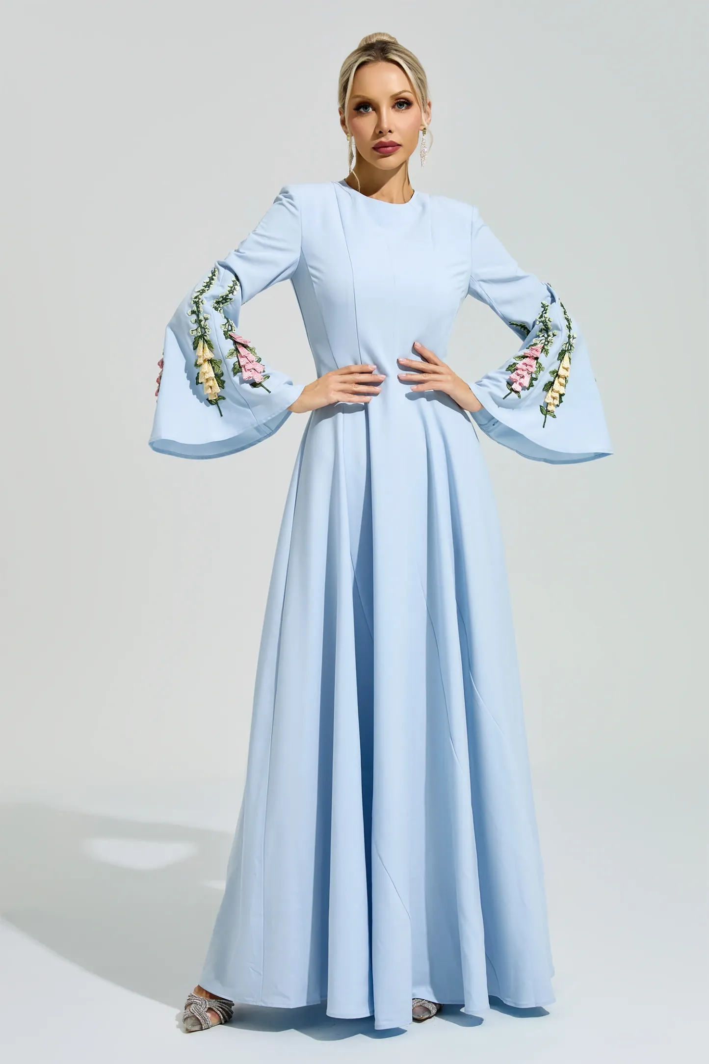 McClintock Blue Embroidered Flower Dress