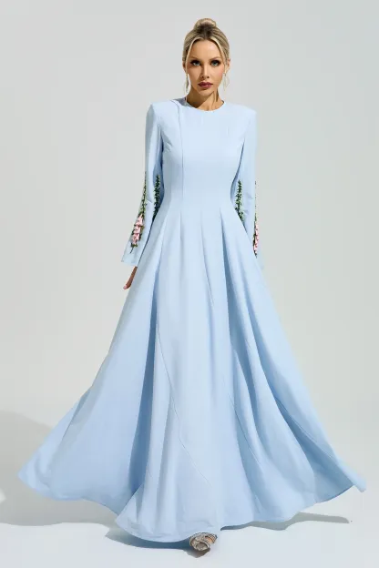 McClintock Blue Embroidered Flower Dress