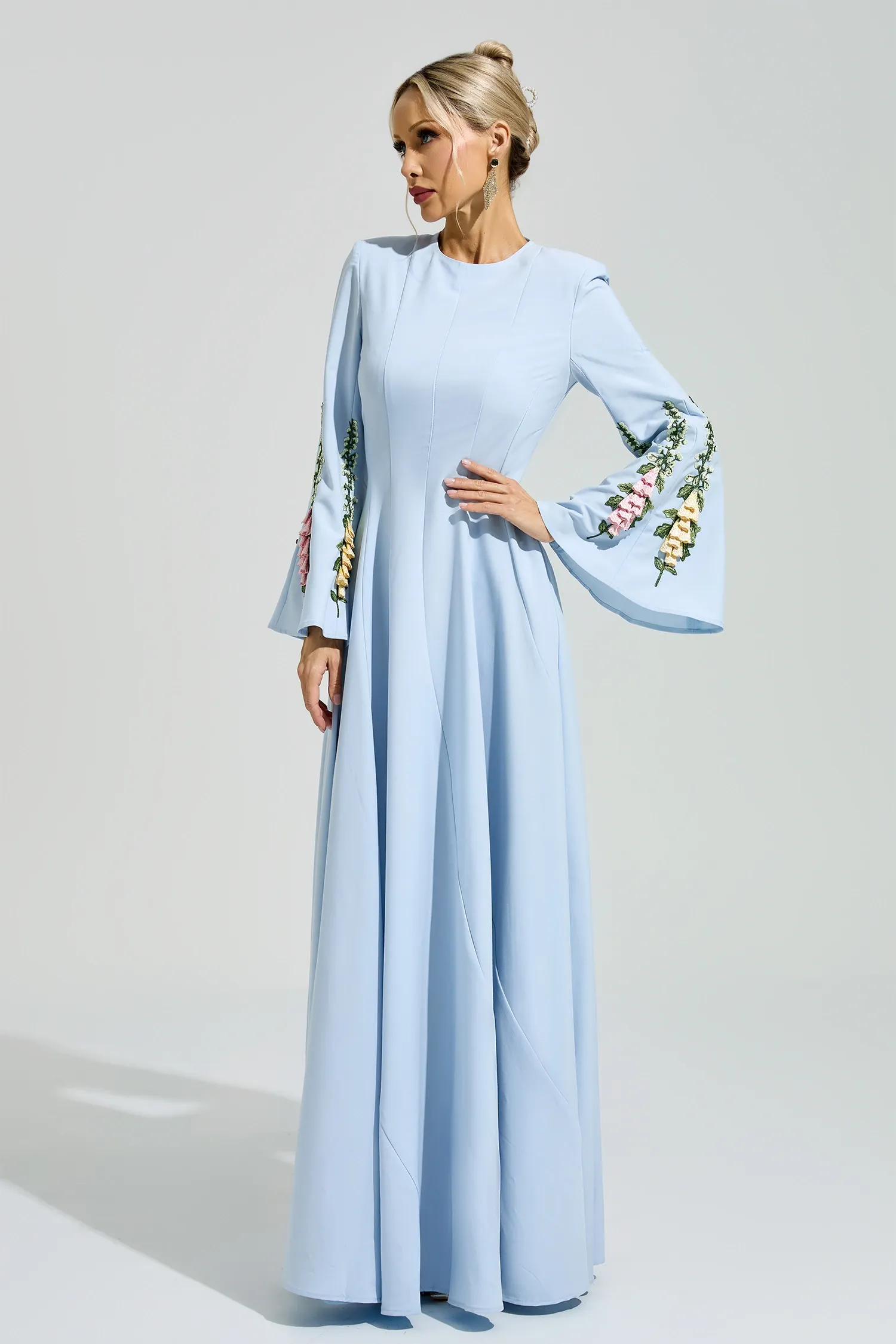 McClintock Blue Embroidered Flower Dress