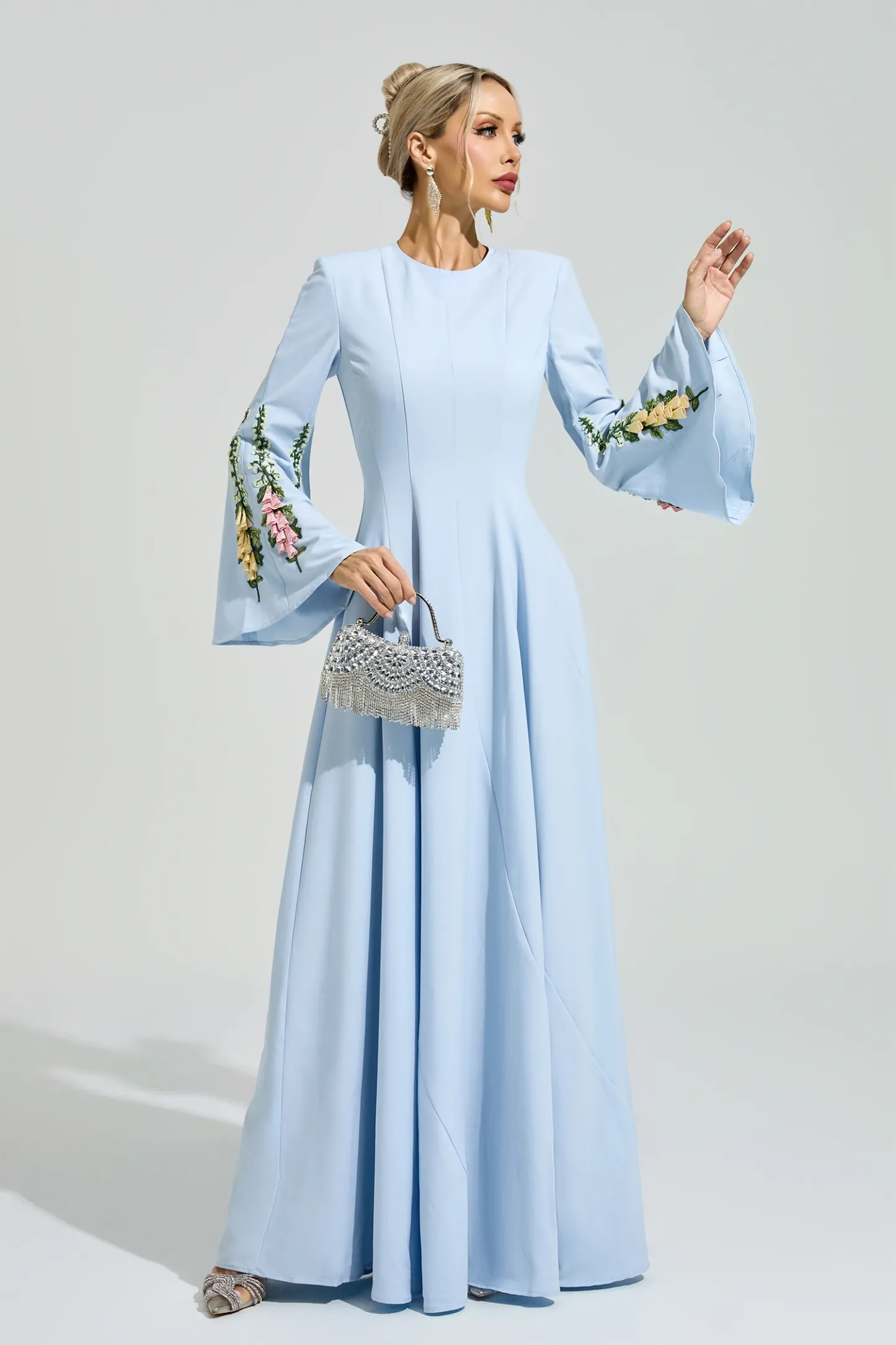 McClintock Blue Embroidered Flower Dress
