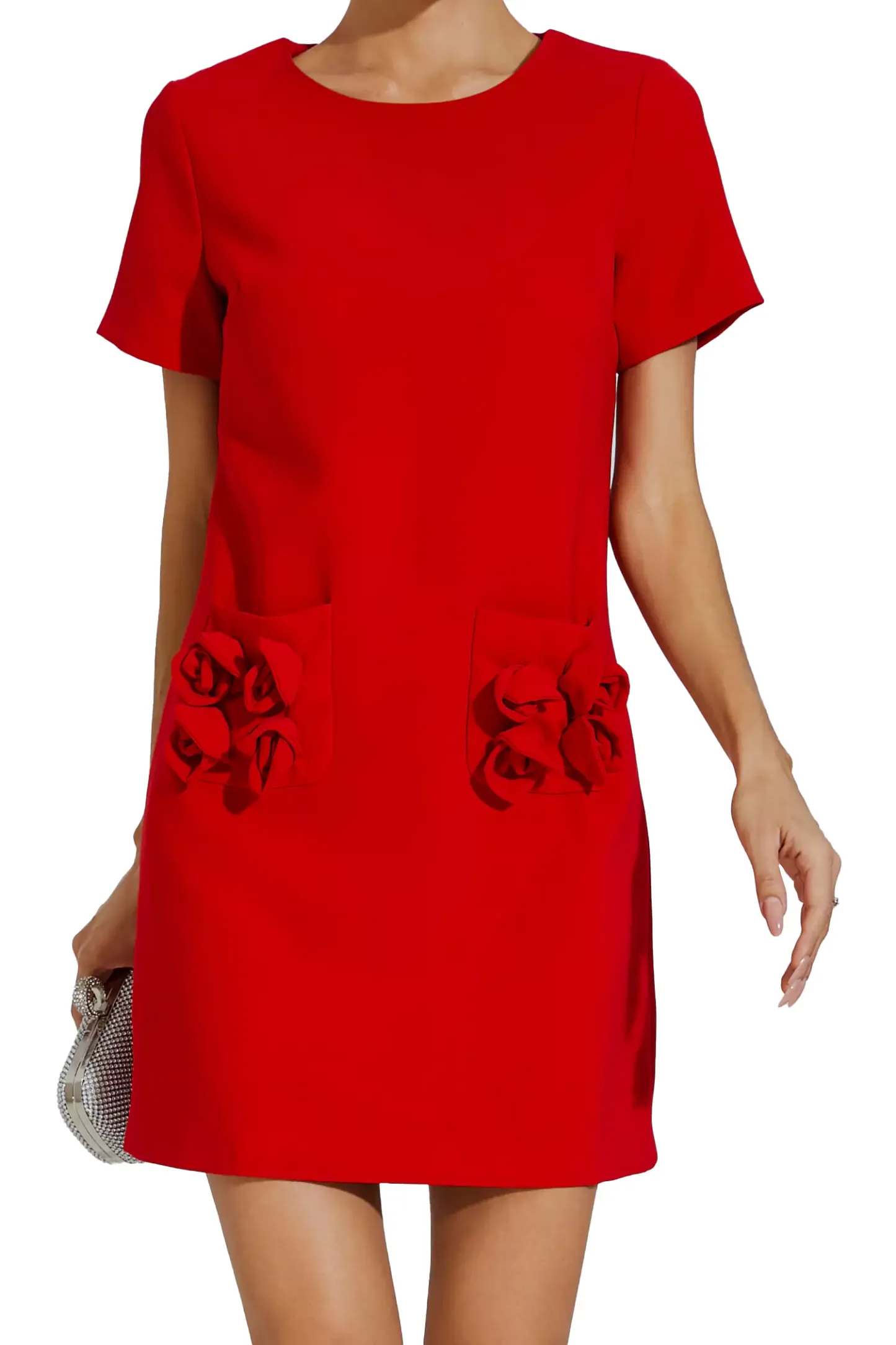 Freesia Red Rose Mini Dress