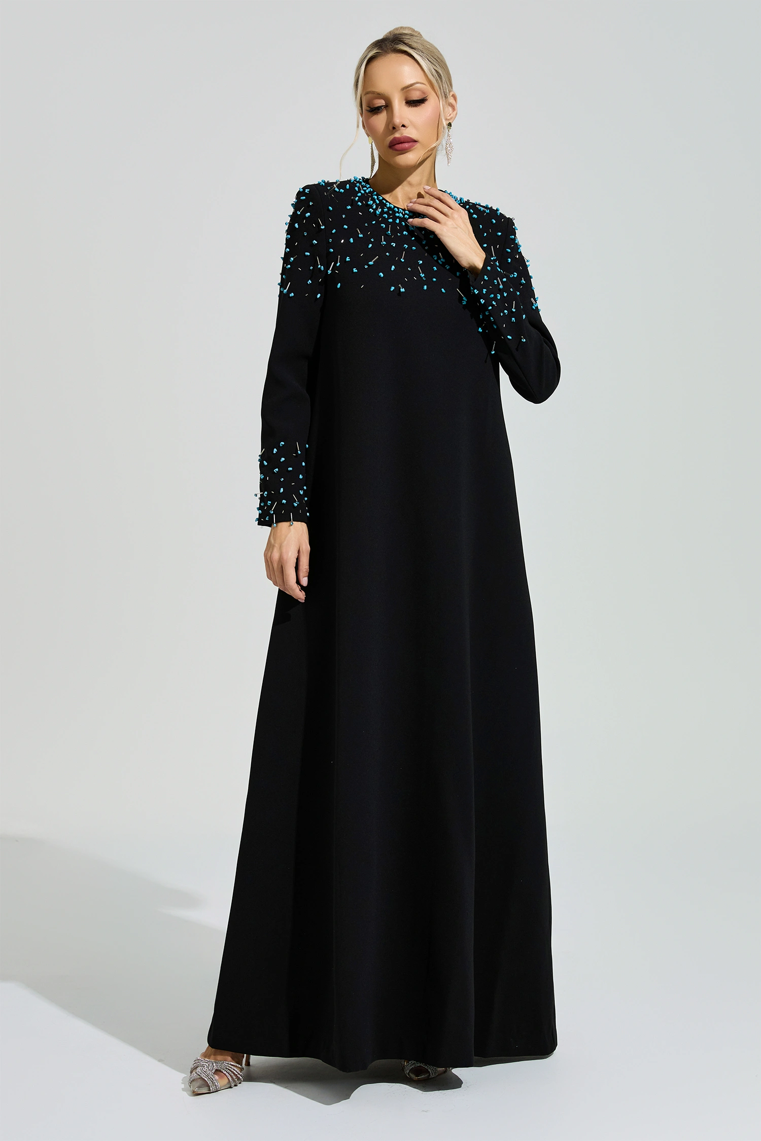 Grace Black Beaded Maxi Dress