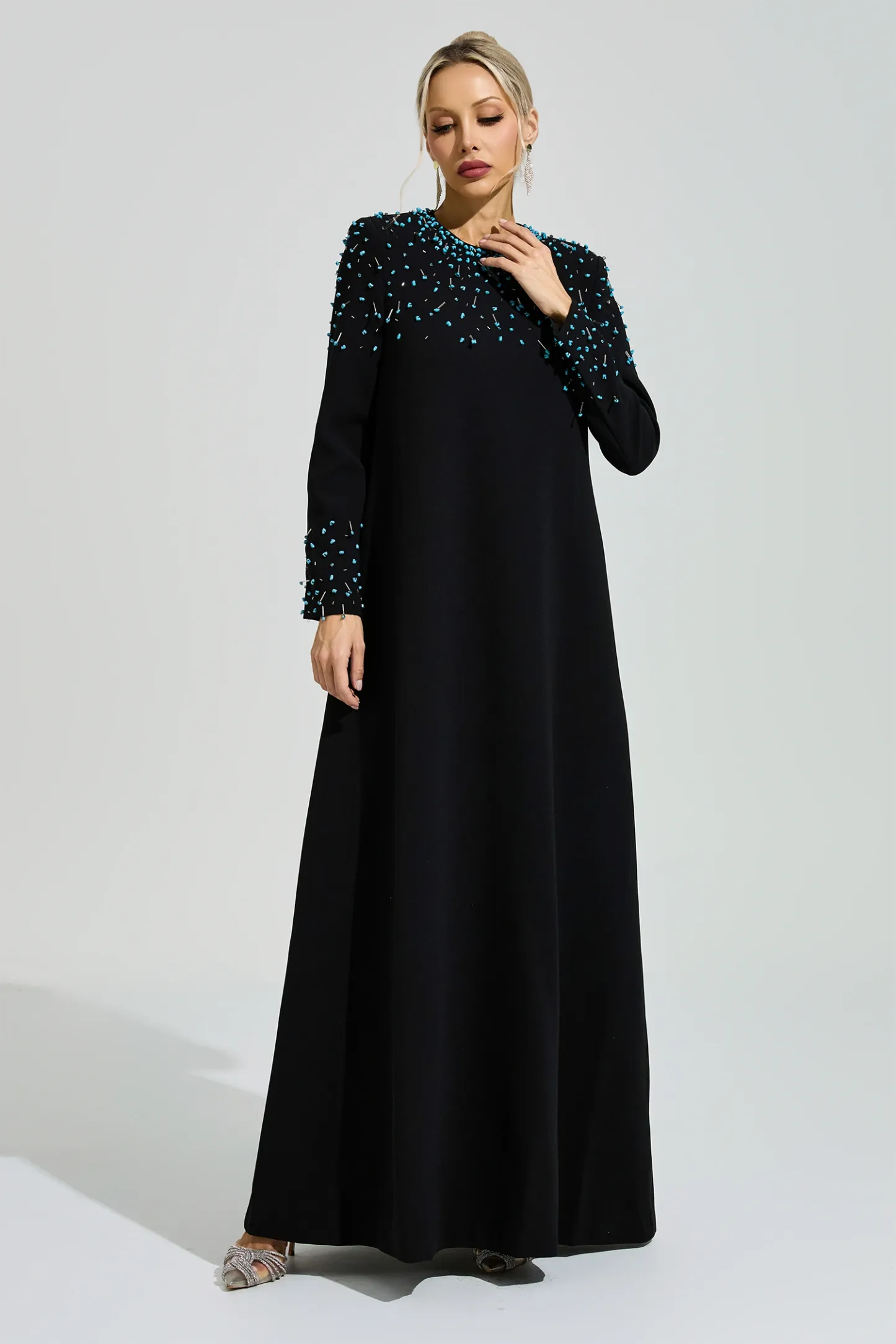 Grace Black Beaded Maxi Dress