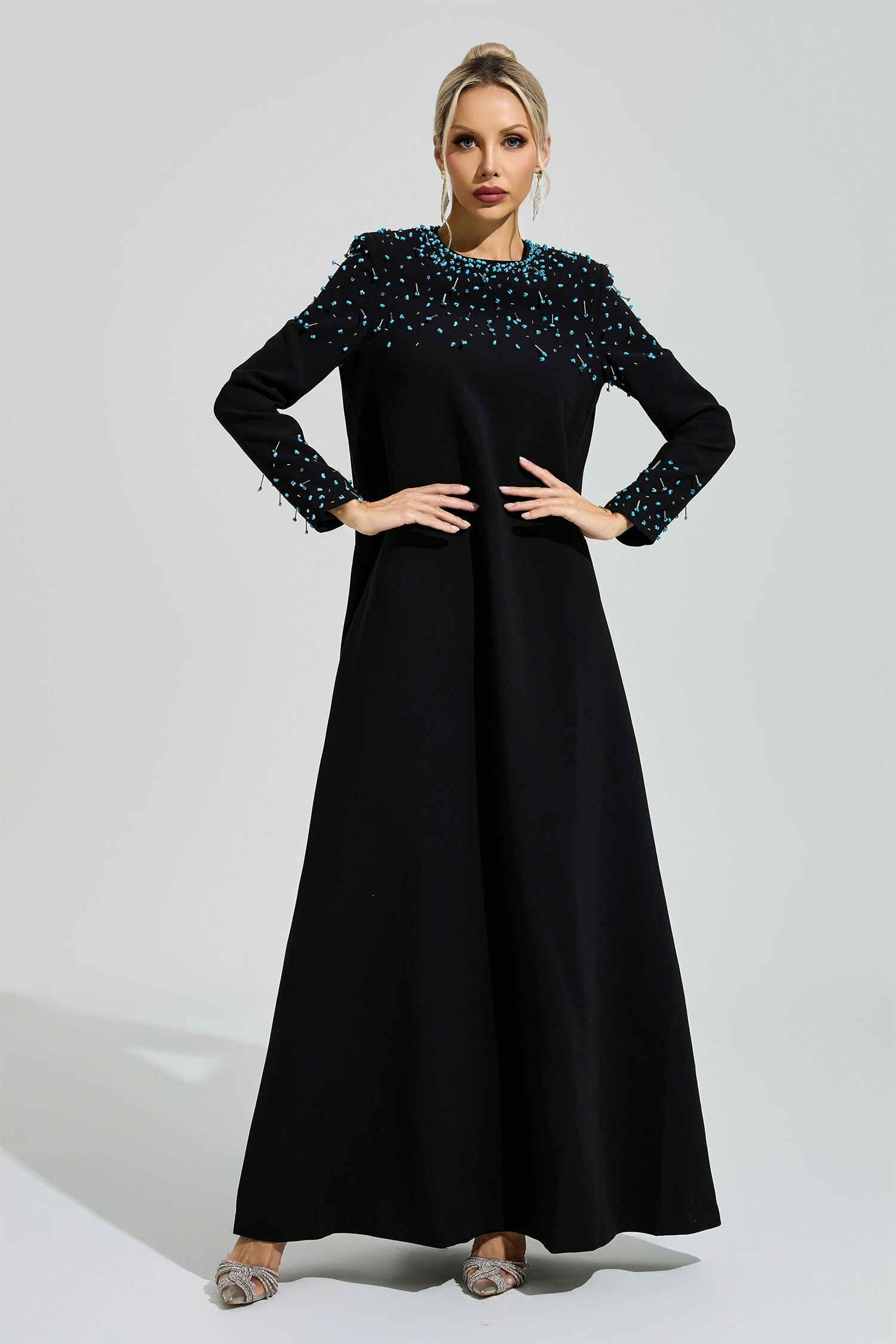 Grace Black Beaded Maxi Dress