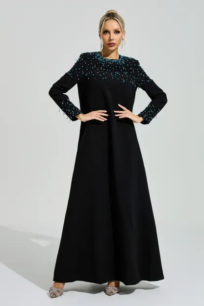 Grace Black Beaded Maxi Dress