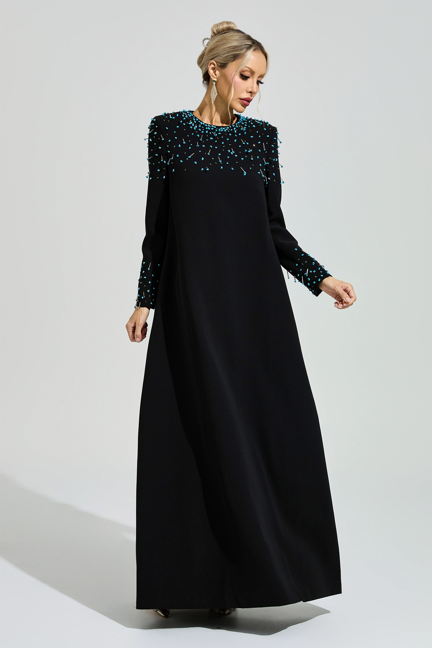 Grace Black Beaded Maxi Dress