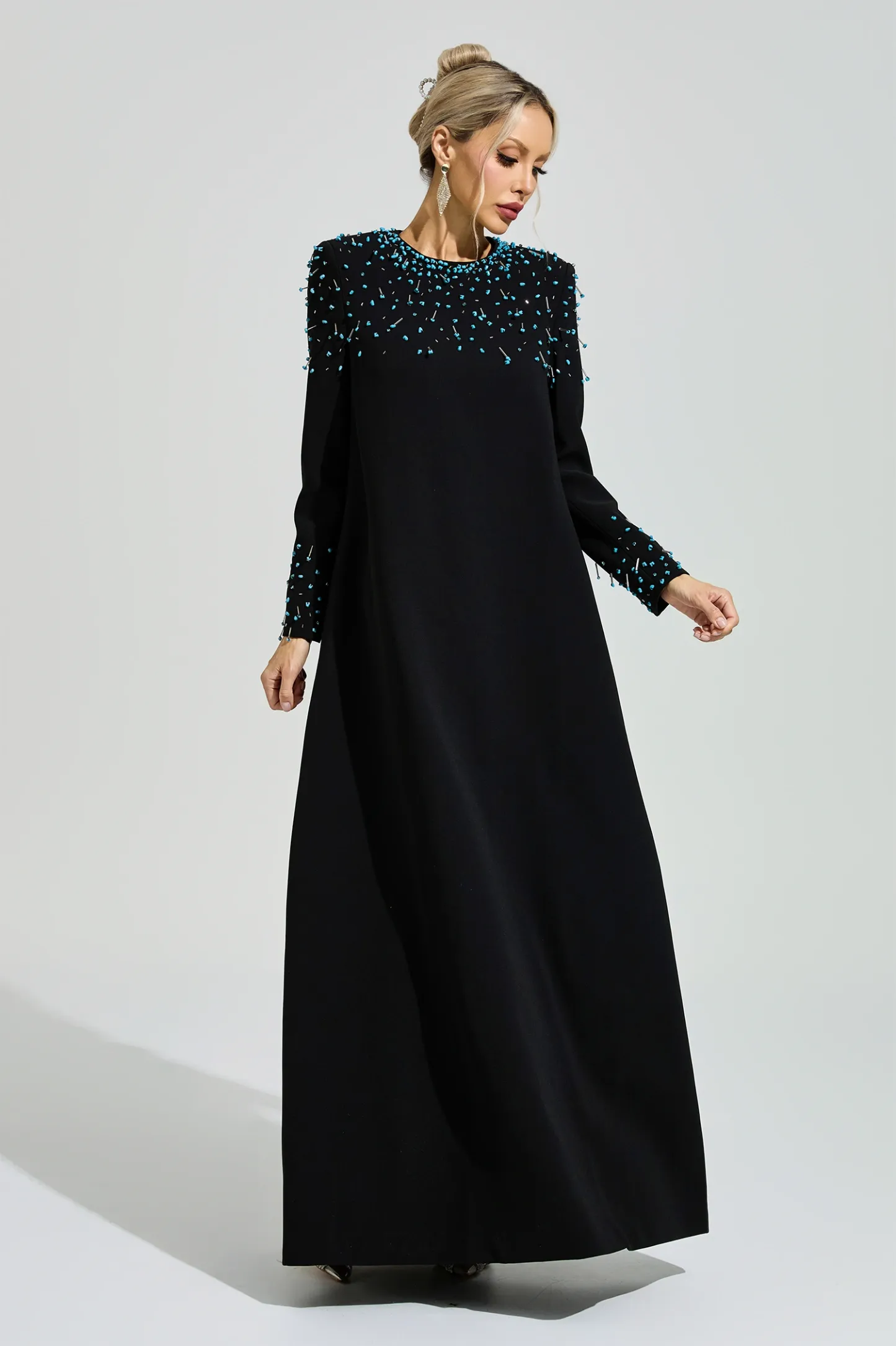 Grace Black Beaded Maxi Dress