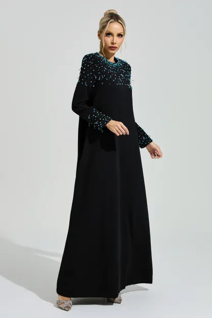 Grace Black Beaded Maxi Dress
