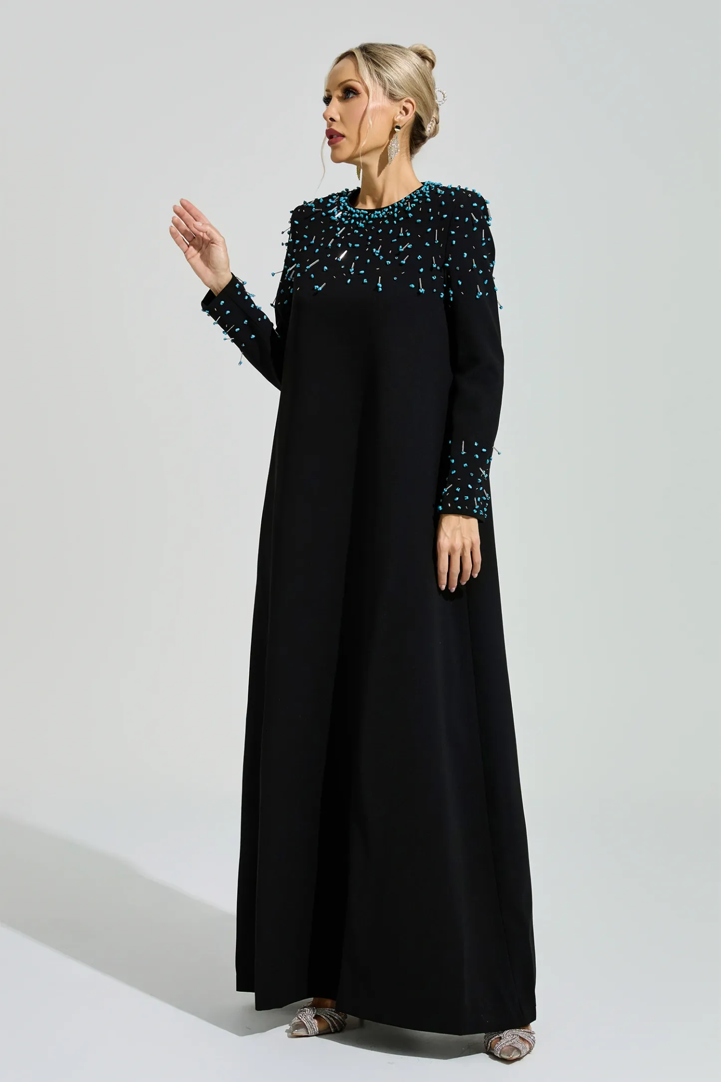 Grace Black Beaded Maxi Dress