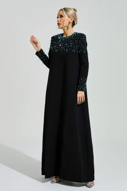 Grace Black Beaded Maxi Dress