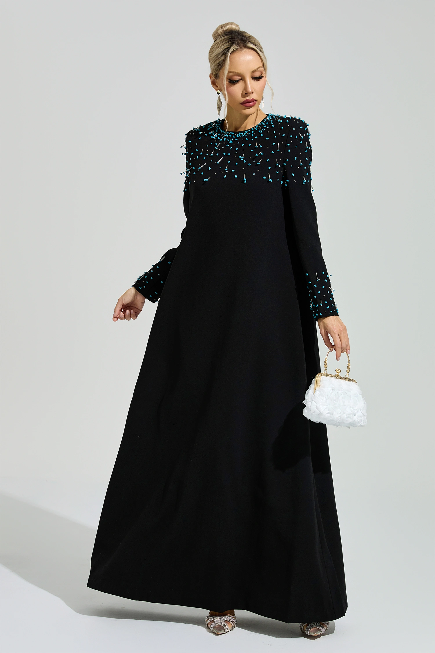 Grace Black Beaded Maxi Dress