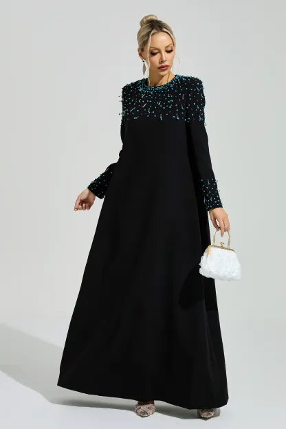 Grace Black Beaded Maxi Dress