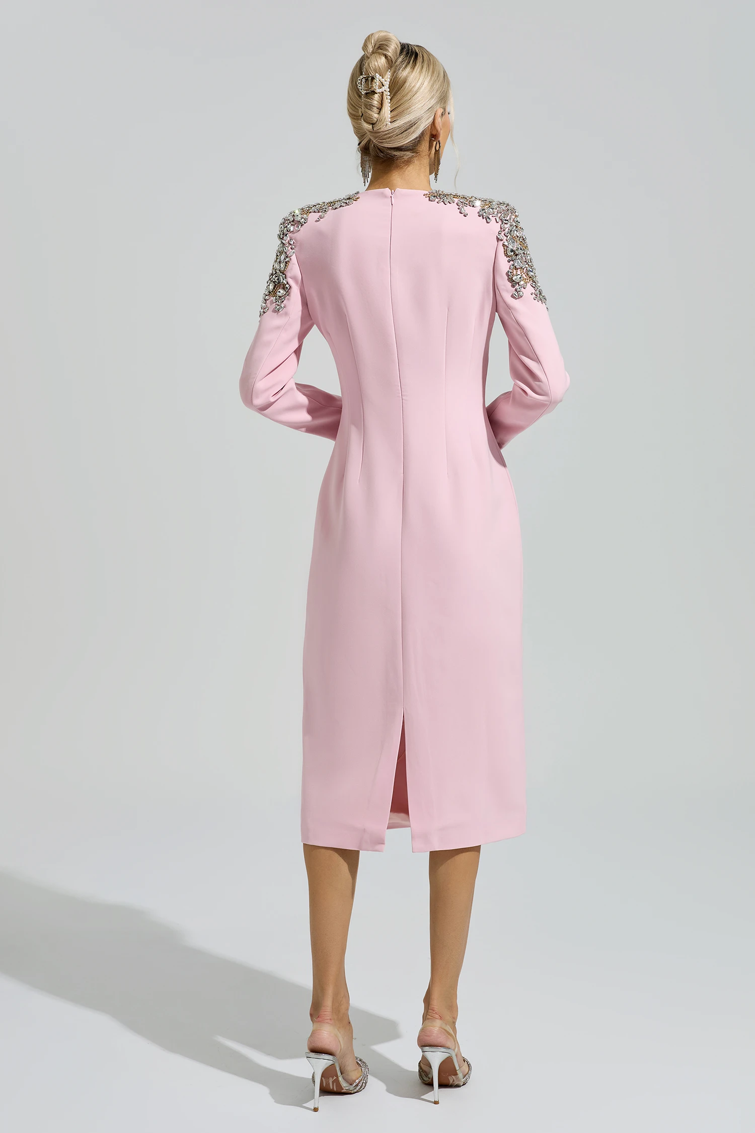 Weill Pink Beaded Midi Dress