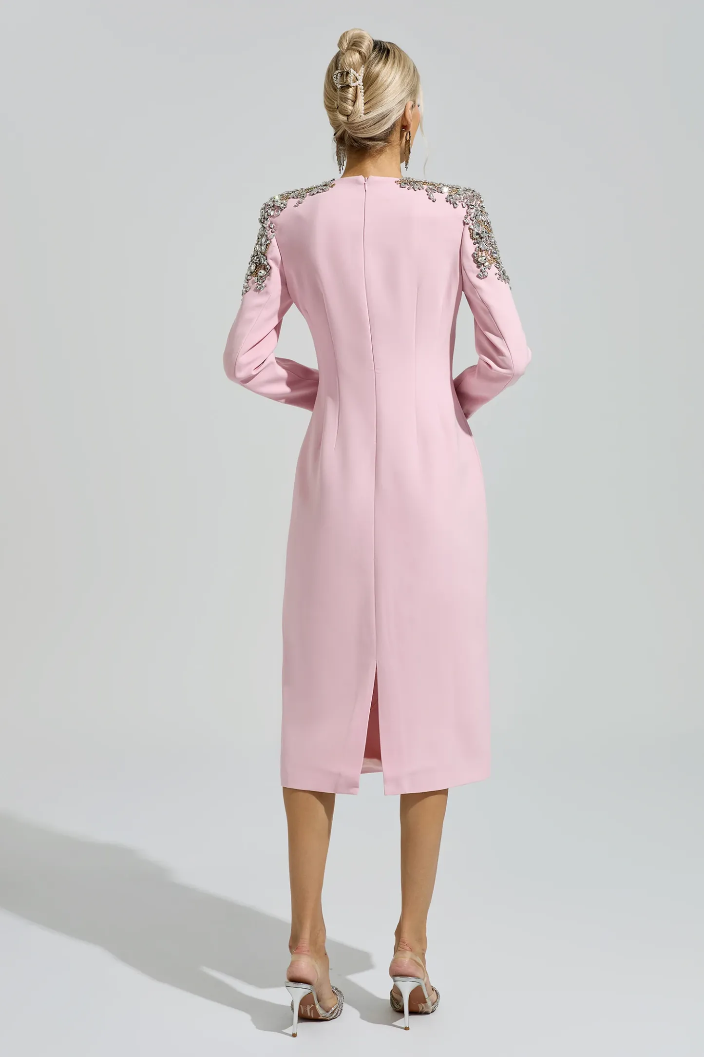 Weill Pink Beaded Midi Dress