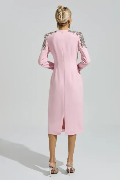 Weill Pink Beaded Midi Dress
