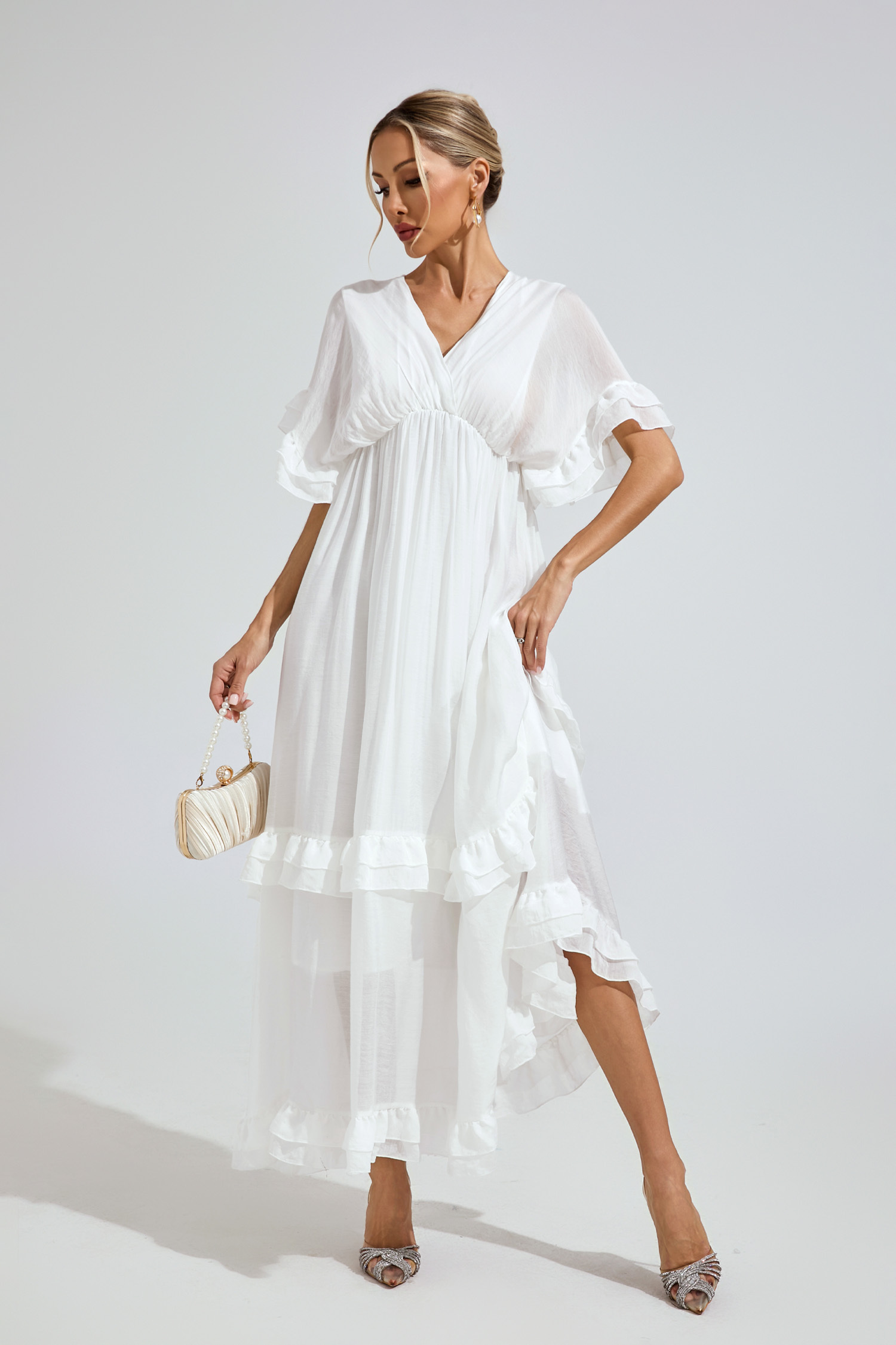 Taylor White A-line Skater Dress
