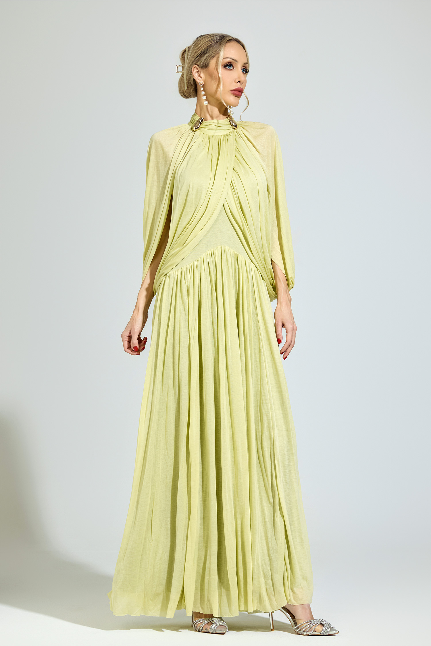 Luhmann​ Green Pleated Sweater Dress