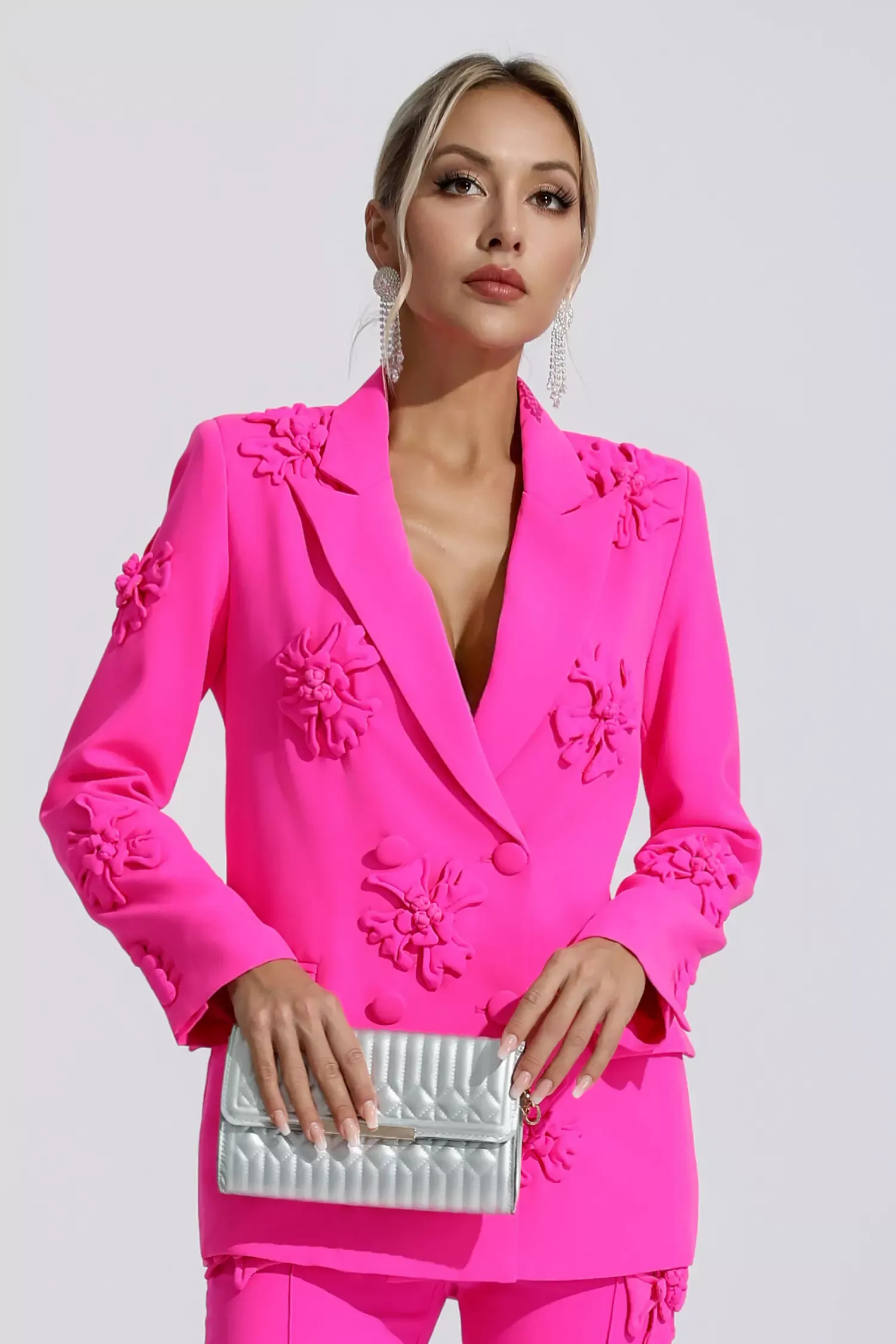 Ives Pink Jacquard Floral Blazer Set