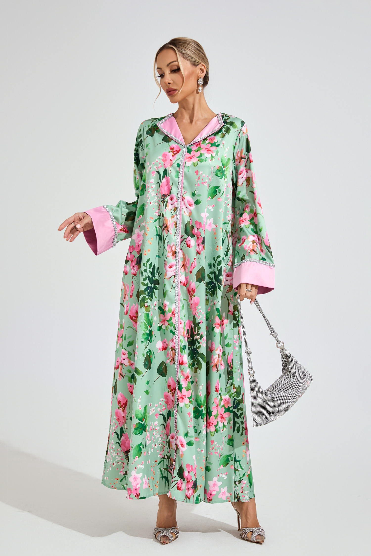 Keller Mint Green A-line  Print Floral Dress