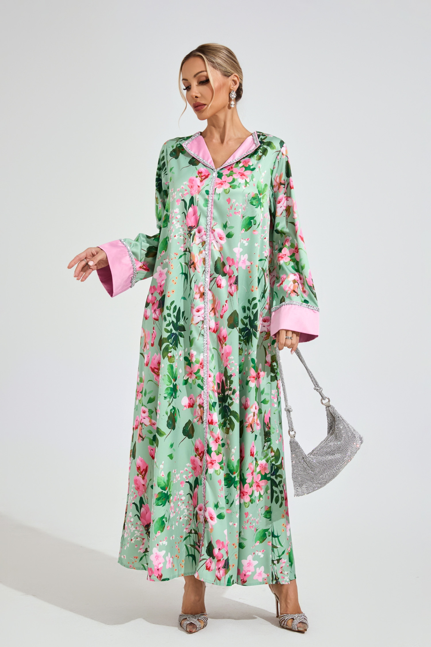 Keller Mint Green A-line  Print Floral Dress