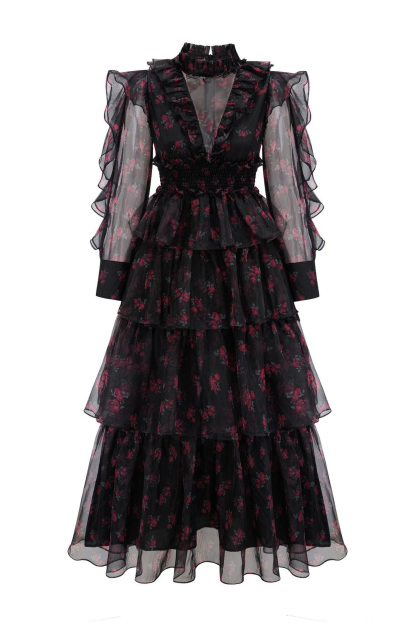 Romeo Black Floral Mesh Dress