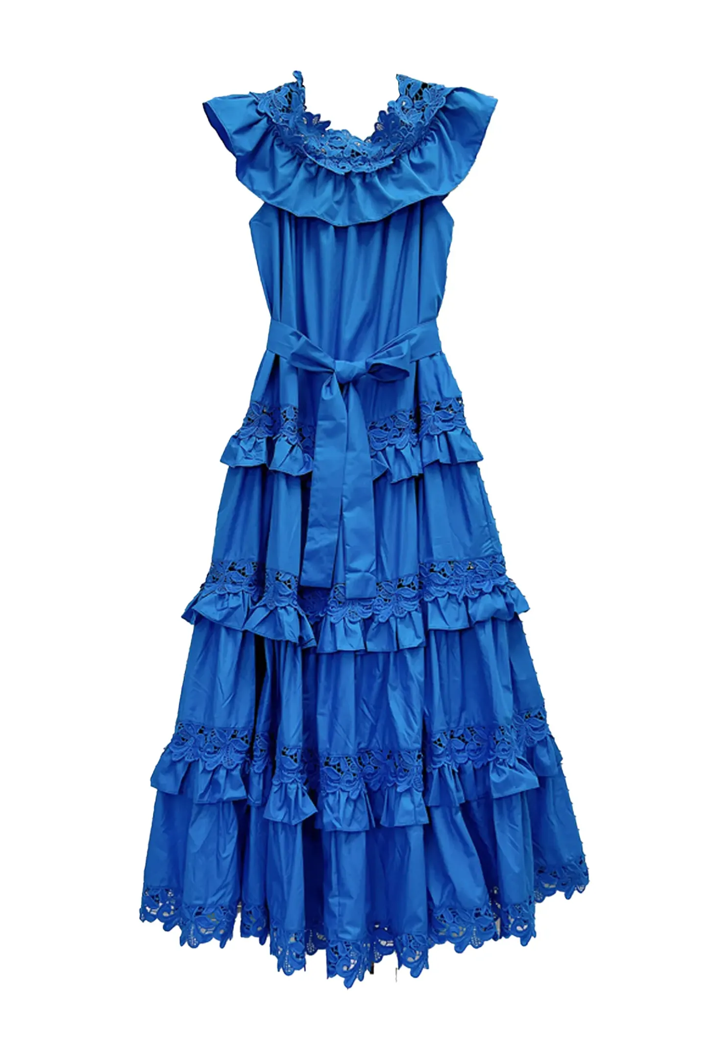 Godfery Marine Blue Ruffle Off Shoulder Dress