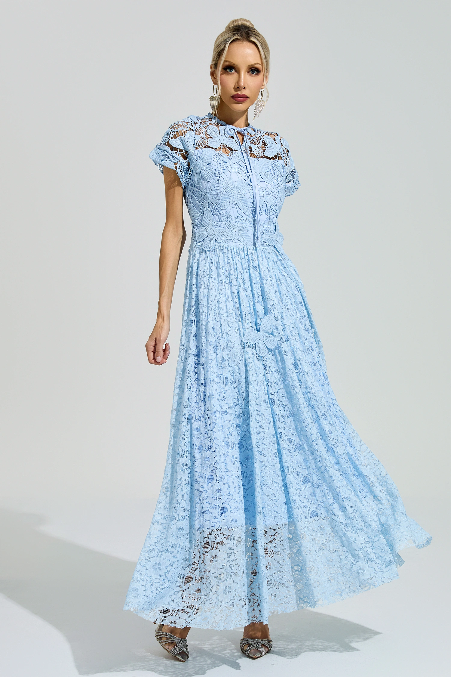 Penrose Blue Lace Floral Dress