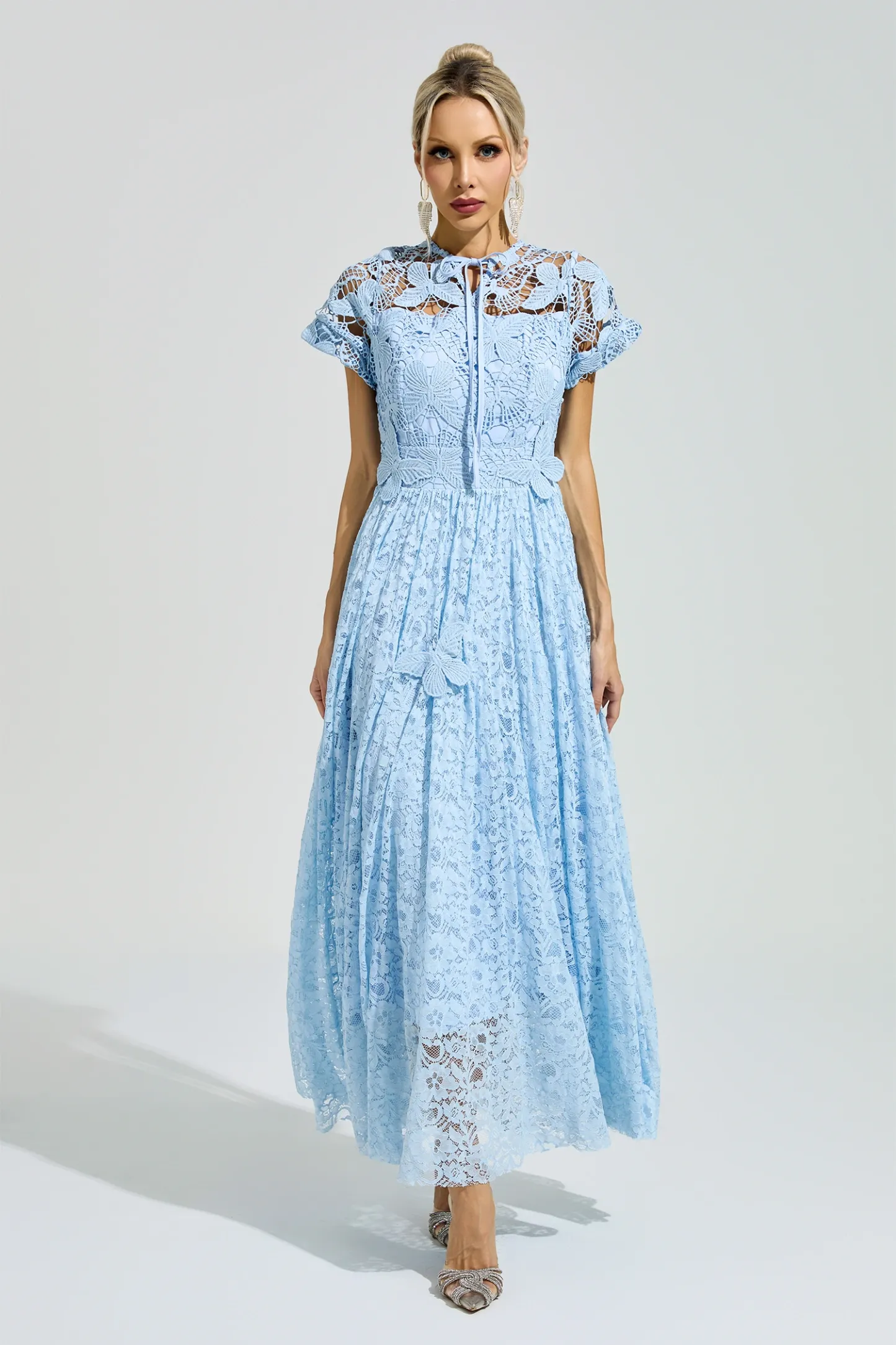 Penrose Blue Lace Floral Dress