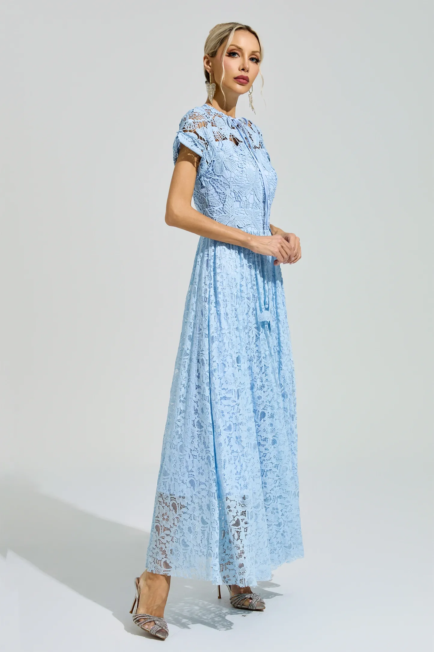 Penrose Blue Lace Floral Dress